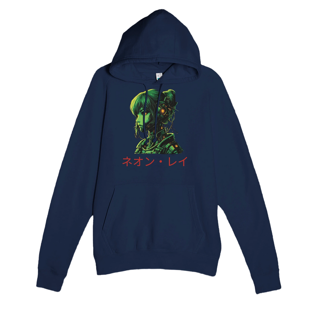 Neon Rae Cyborg Warrior Hoodie: Sci-Fi Cyberpunk Apparel