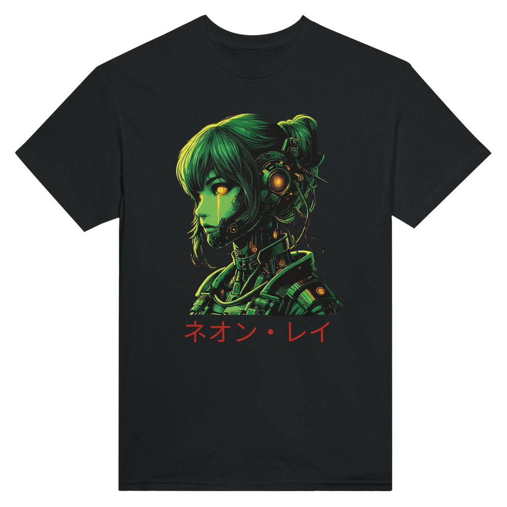 Neon Rae Cyborg Warrior T-Shirt: Sci-Fi Cyberpunk Apparel