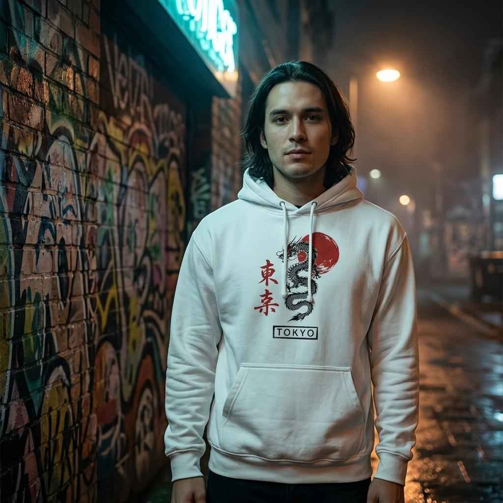 Tokyo Dragon Rising Sun Hoodie - Unisex Comfort Blend
