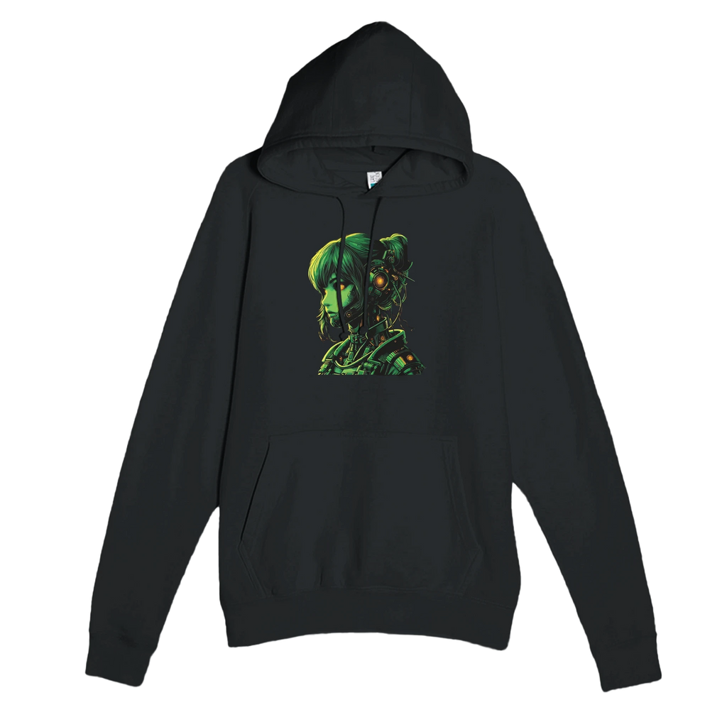 Neon Rae Cyborg Warrior Hoodie: Sci-Fi Cyberpunk Apparel