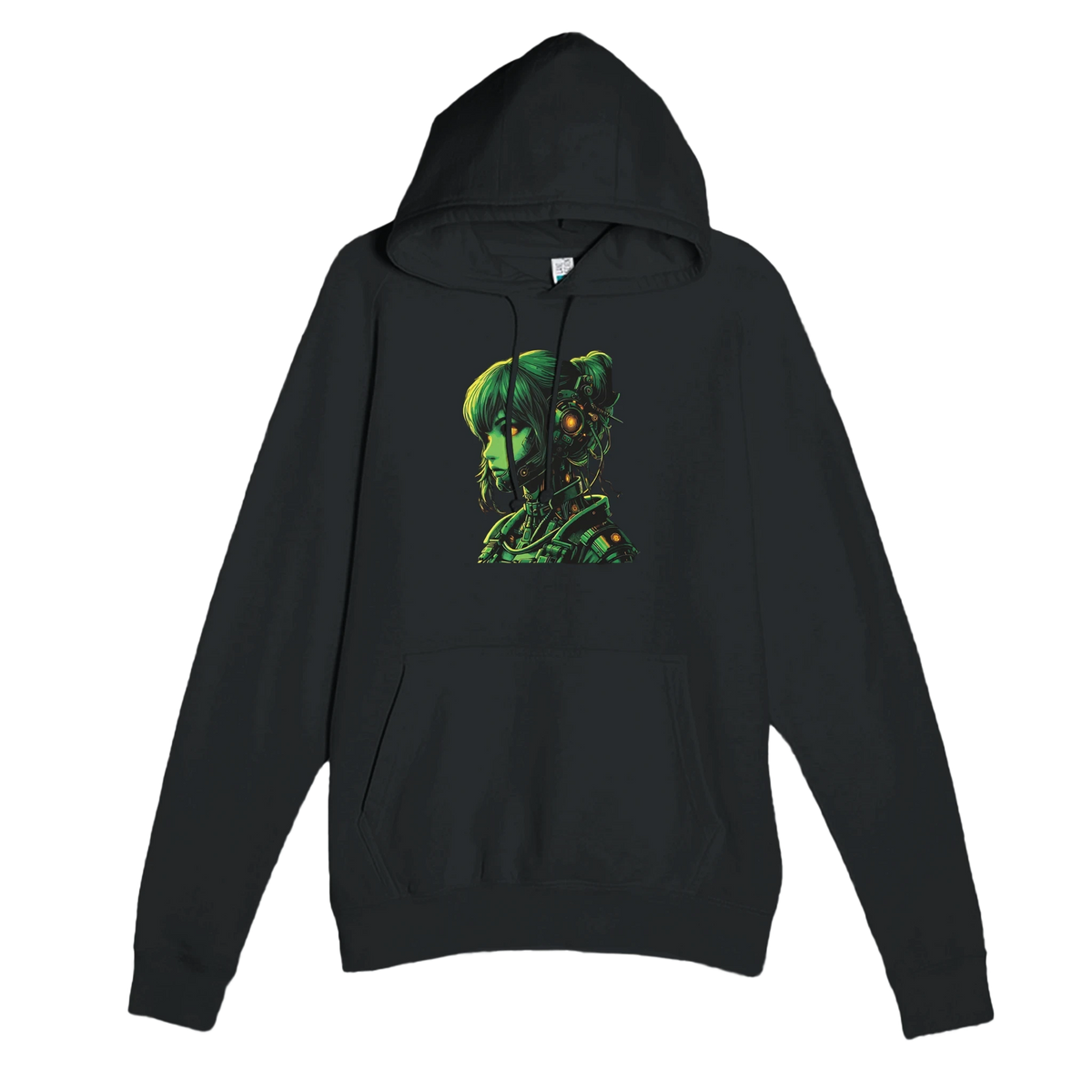 Neon Rae Cyborg Warrior Hoodie: Sci-Fi Cyberpunk Apparel
