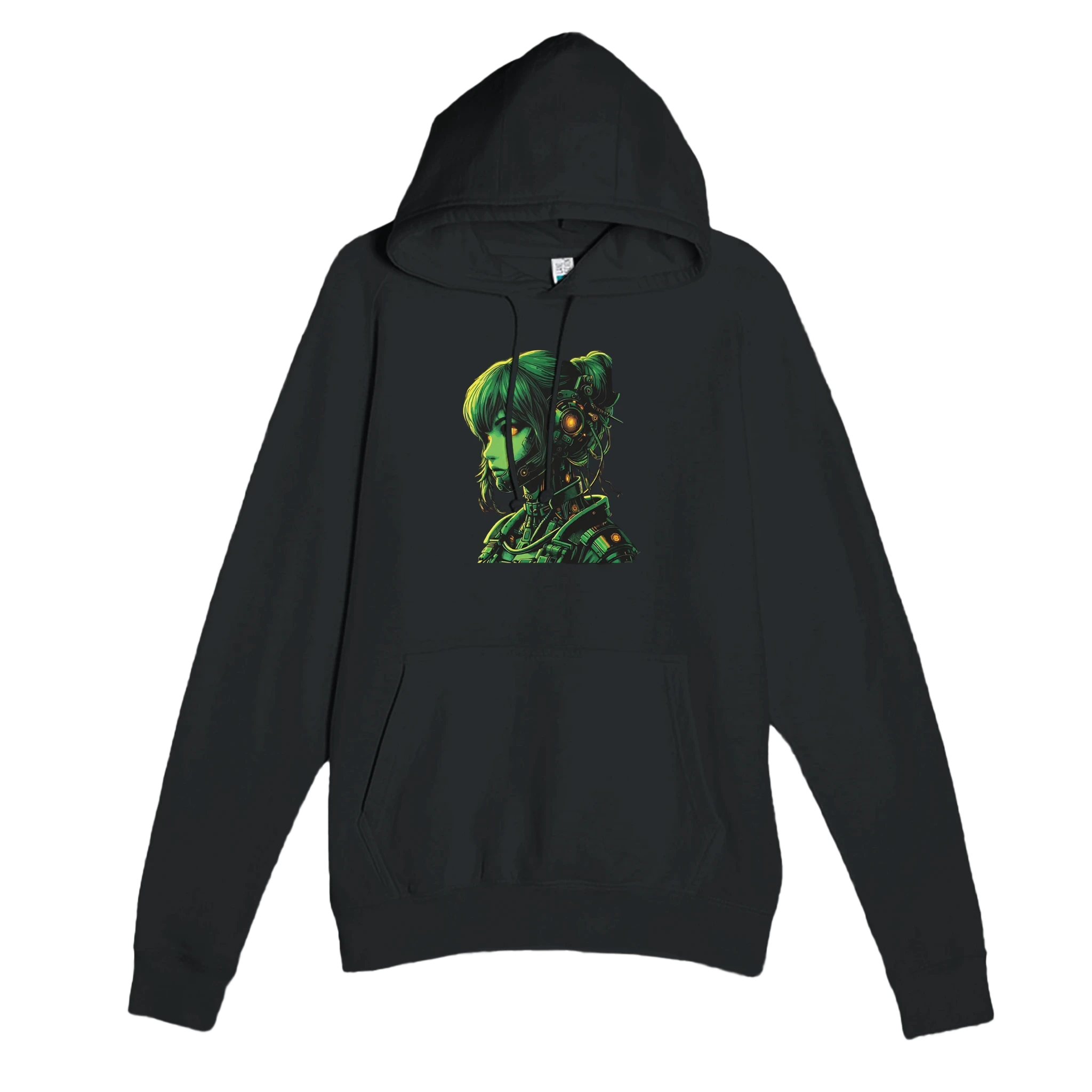 Neon Rae Cyborg Warrior Hoodie: Sci-Fi Cyberpunk Apparel