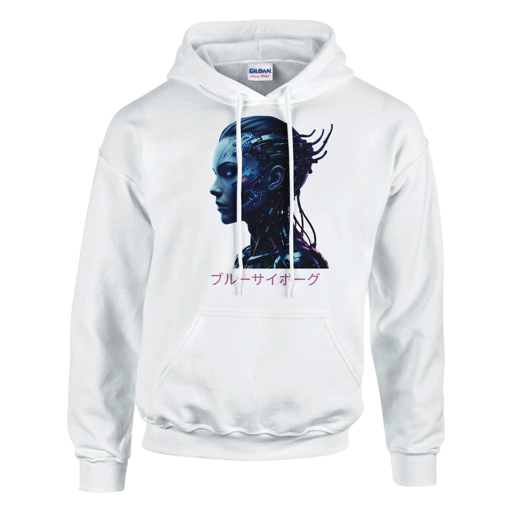 Blue Cyborg Hoodie – Futuristic Neon Streetwear