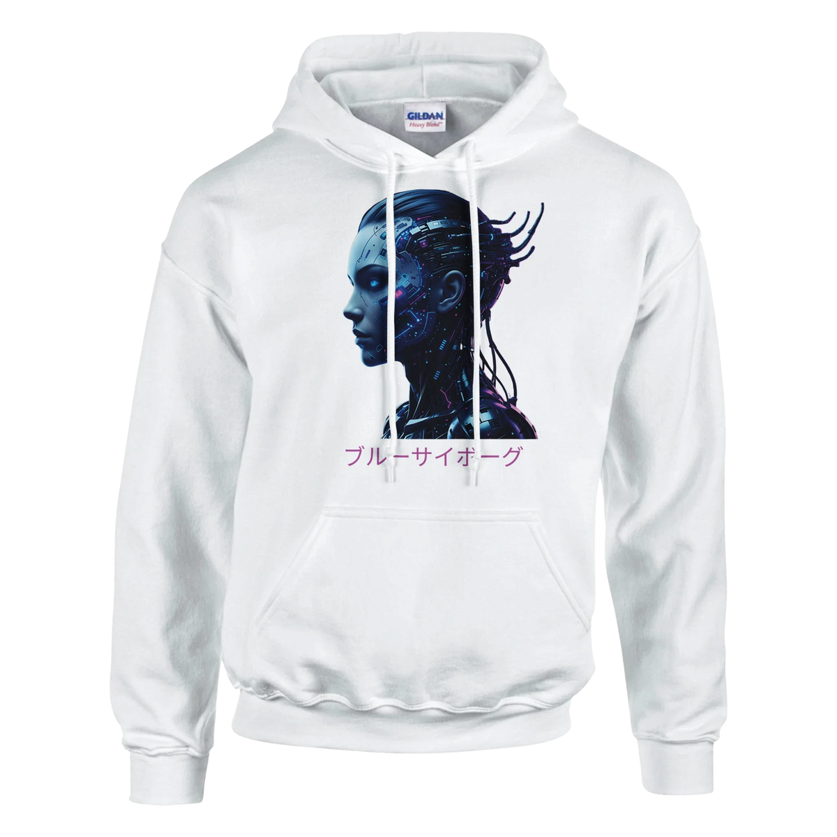 Blue Cyborg Hoodie – Futuristic Neon Streetwear