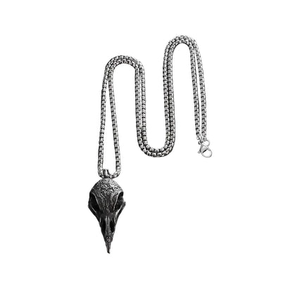 Raven Skull Pendant Necklace for Gothic Witchcore and Dark Alternative Styling