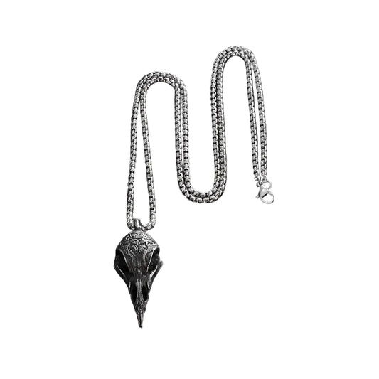 Raven Skull Pendant Necklace for Gothic Witchcore and Dark Alternative Styling