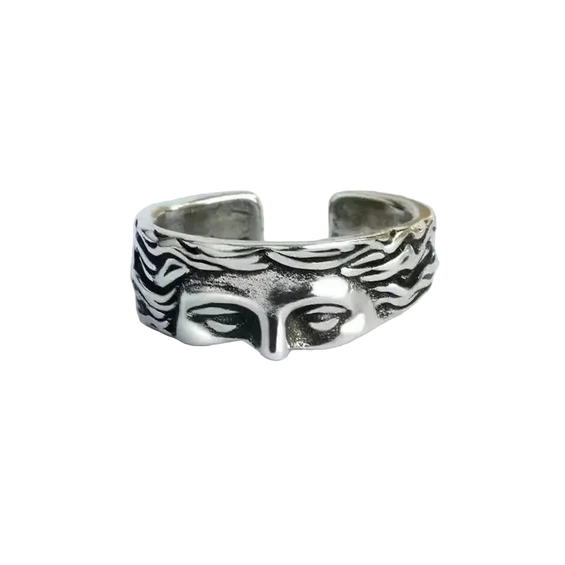 Vintage Engraved Open Band Ring Gothic Alternative Statement Jewelry