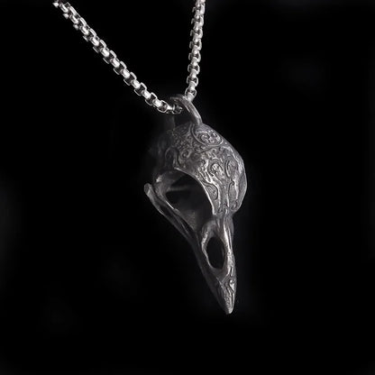 Raven Skull Pendant Necklace for Gothic Witchcore and Dark Alternative Fashion