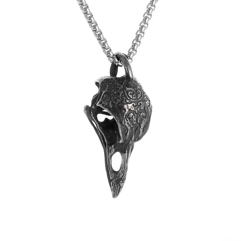 Raven Skull Pendant Necklace for Gothic Witchcore and Dark Alternative Fashion