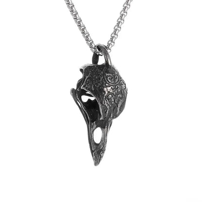 Raven Skull Pendant Necklace for Gothic Witchcore and Dark Alternative Fashion