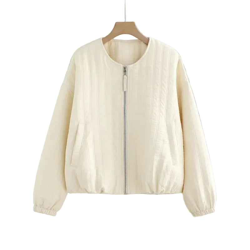 Women's Minimalist Zip Front Padded Jacket for Everyday Casual Winter Layering