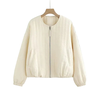 Women's Minimalist Zip Front Padded Jacket for Everyday Casual Winter Layering