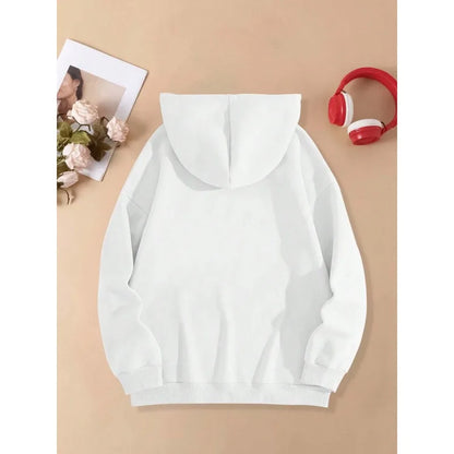 Relaxed Butterfly Graphic Hooded Sweatshirt with Decorative Bow Illustration