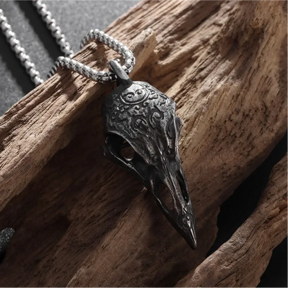 Raven Skull Pendant Necklace for Gothic Witchcore and Dark Alternative Styling
