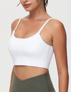 Olive Green Longline Scoop Neck Sports Bra with Adjustable Straps