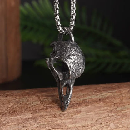 Raven Skull Pendant Necklace for Gothic Witchcore and Dark Alternative Fashion