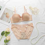 Smooth Contour Underwire Bra Set with Delicate Lace Trim