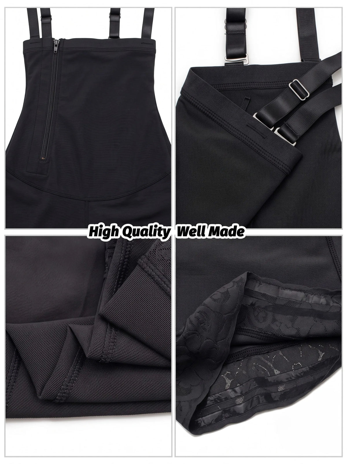 High-Waisted Shaping Short with Offset Side Zipper and Lace Hem