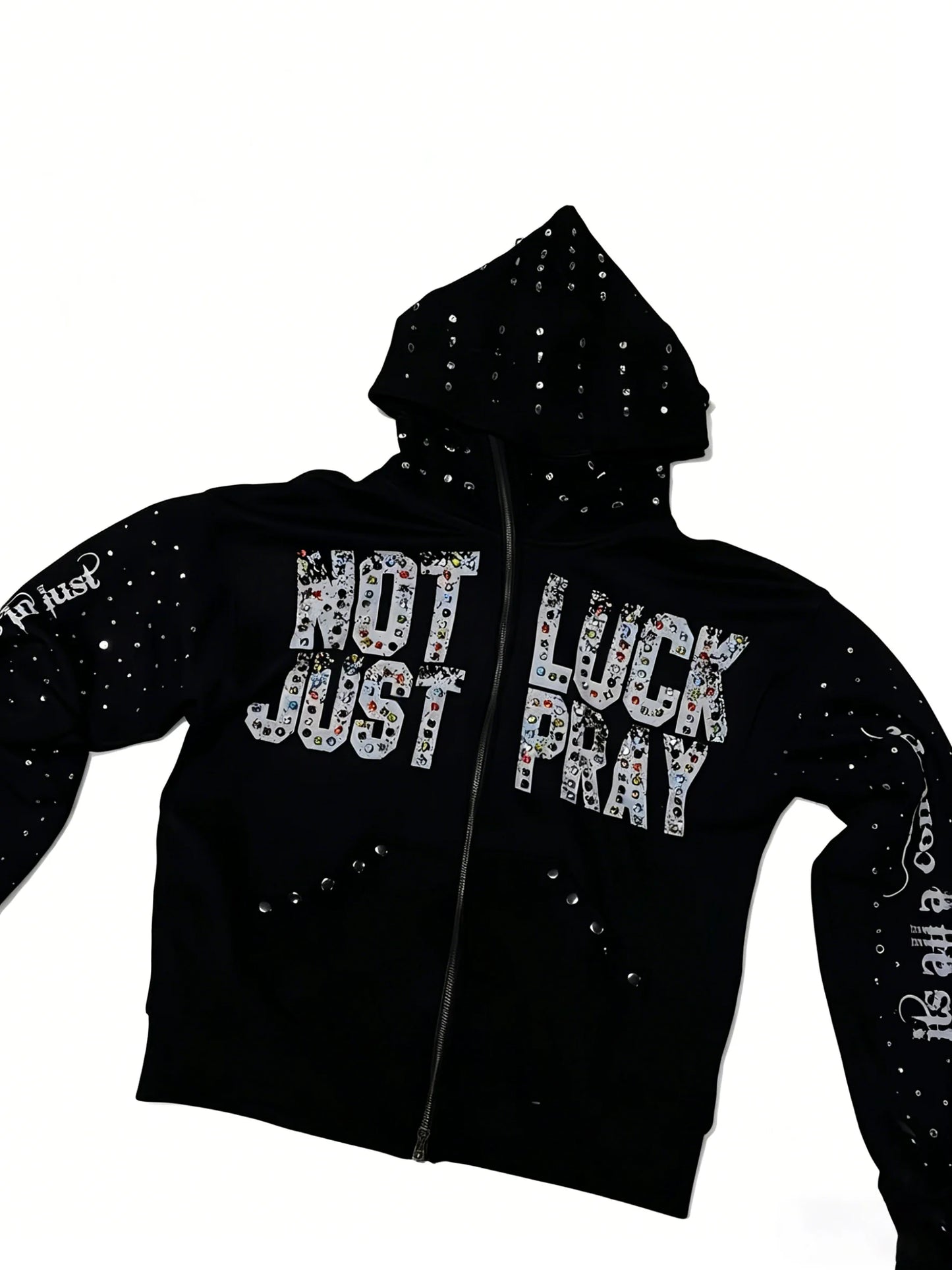 Unisex Rhinestone Graphic Hooded Sweatshirt with Relaxed Fit for Contemporary Streetwear Style