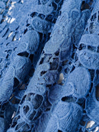 Women's Low-Rise Wide-Leg Denim Jeans with Decorative Lace Panel Details and Relaxed Fit