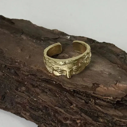 Vintage Engraved Open Band Ring Gothic Alternative Statement Jewelry