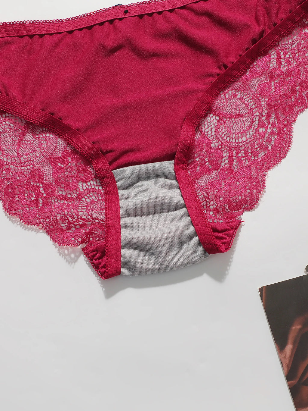 Crimson Red Smooth Underwire Bra Set with Intricate Butterfly Lace Racerback