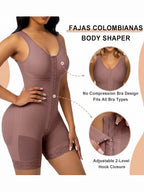 Dusty Rose Mid-Thigh Bodysuit with Front Hook Closure and Sheer Lace Detailing