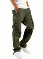 Men's Multi Pocket Cargo Pants with Relaxed Fit Utility Outdoor Casual Streetwear Style