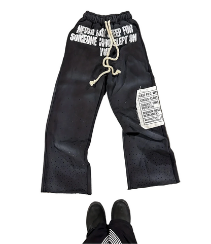 Unisex Loose Fit Graphic Print Track Pants with Relaxed High Street Style