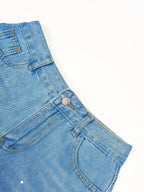 Women's Low-Rise Wide-Leg Denim Jeans with Decorative Lace Panel Details and Relaxed Fit