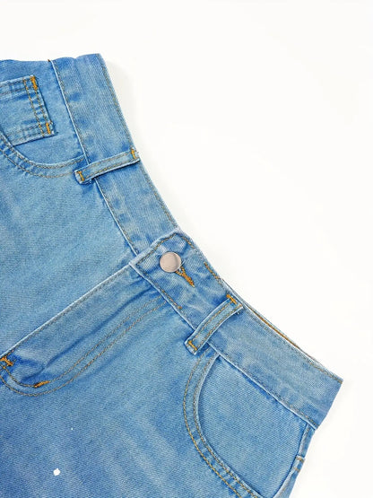Women's Low-Rise Wide-Leg Denim Jeans with Decorative Lace Panel Details and Relaxed Fit