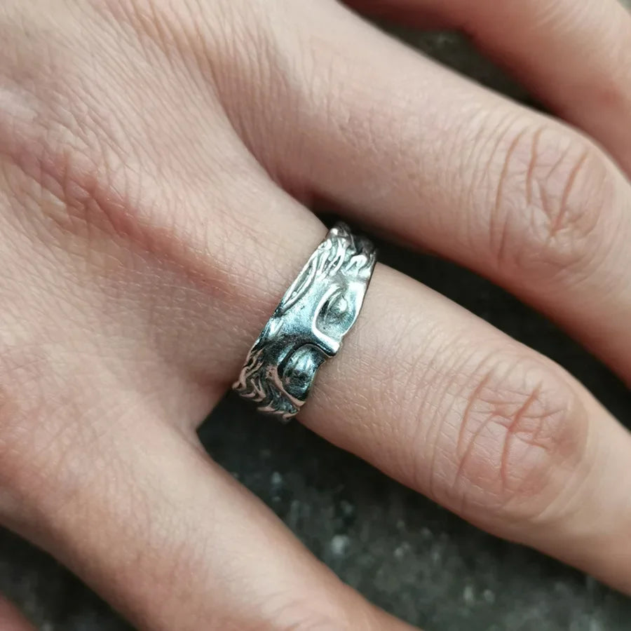 Vintage Engraved Open Band Ring Gothic Alternative Statement Jewelry