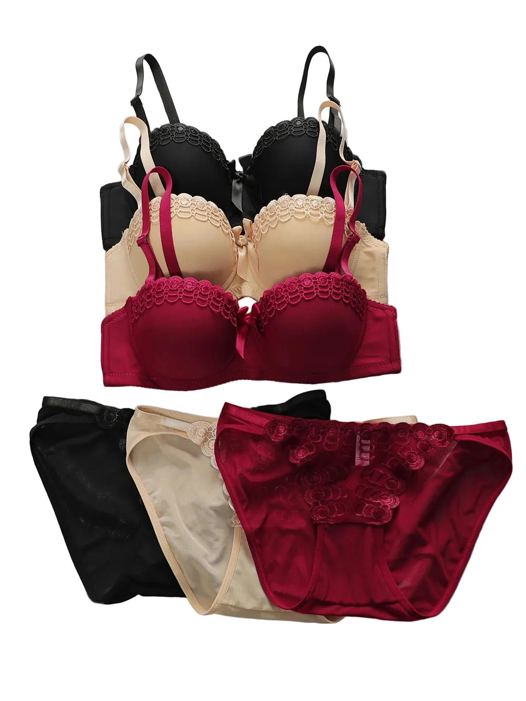 Smooth Contour Underwire Bra Set with Delicate Lace Trim
