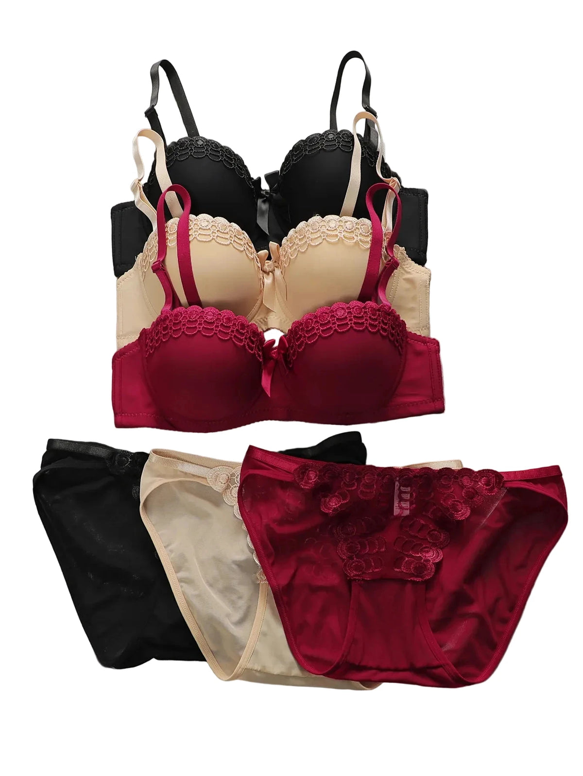 Smooth Contour Underwire Bra Set with Delicate Lace Trim