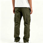 Men's Multi Pocket Cargo Pants with Relaxed Fit Utility Outdoor Casual Streetwear Style