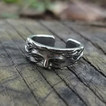 Vintage Engraved Open Band Ring Gothic Alternative Statement Jewelry