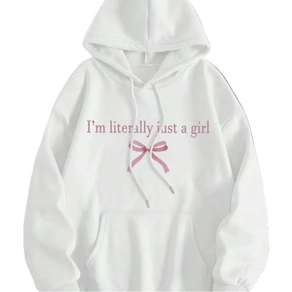 Relaxed Butterfly Graphic Hooded Sweatshirt with Decorative Bow Illustration