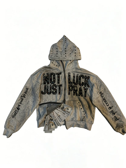 Unisex Rhinestone Graphic Hooded Sweatshirt with Relaxed Fit for Contemporary Streetwear Style
