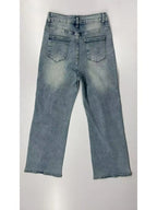 Distressed Wide Leg Denim Jeans with High Rise Relaxed Fit Vintage Streetwear Style