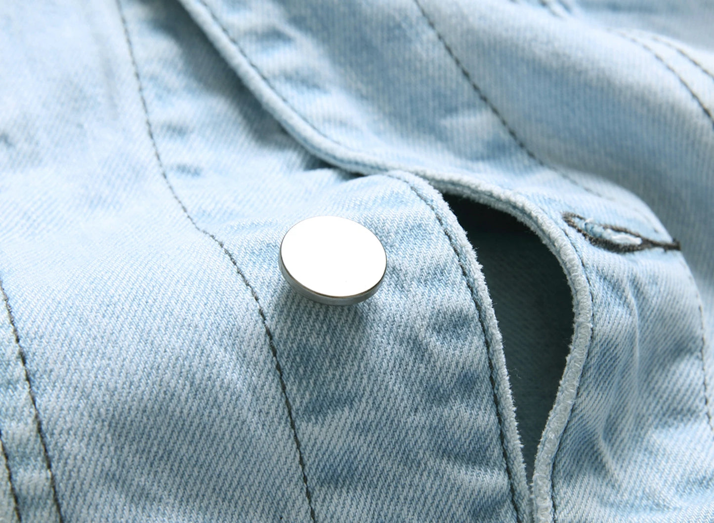 Distressed Denim Trucker Jacket with Slim Streetwear Inspired Casual Fit