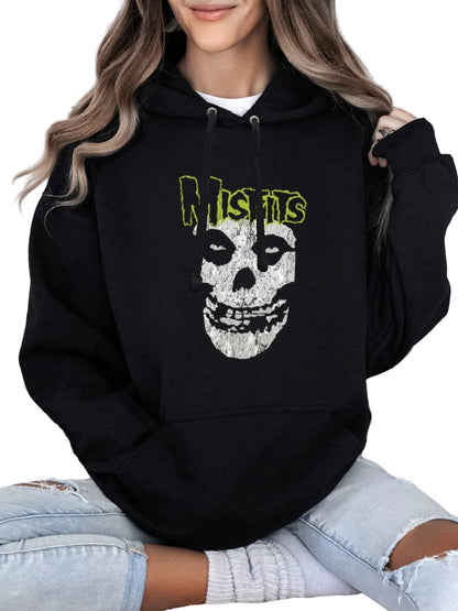 Oversized Vintage Skull Graphic Hoodie with Relaxed Streetwear Fit