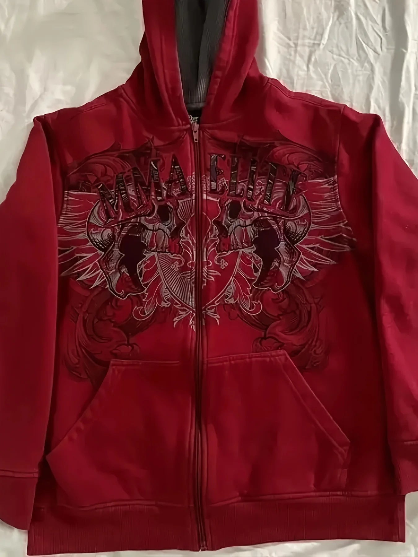 Gothic Graphic Zip-Up Hoodie Inspired by Anime Streetwear Fashion