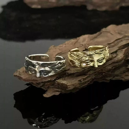 Vintage Engraved Open Band Ring Gothic Alternative Statement Jewelry