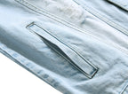 Distressed Denim Trucker Jacket with Slim Streetwear Inspired Casual Fit