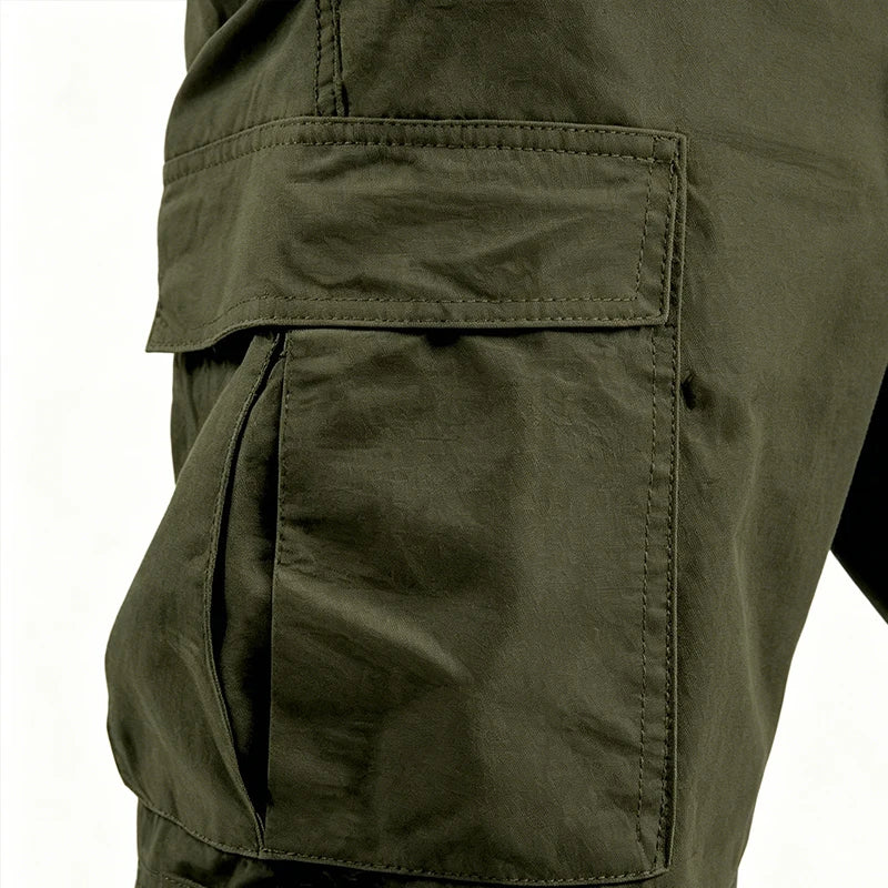 Men's Multi Pocket Cargo Pants with Relaxed Fit Utility Outdoor Casual Streetwear Style