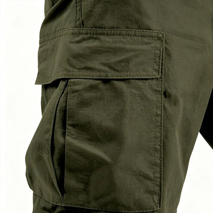 Men's Multi Pocket Cargo Pants with Relaxed Fit Utility Outdoor Casual Streetwear Style
