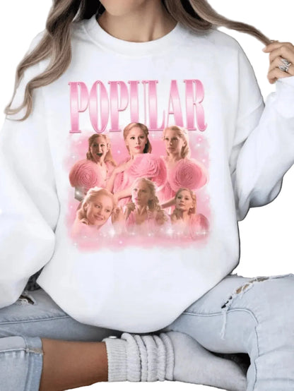 Women's Vintage Inspired Graphic Crew Neck Sweatshirt for Casual Everyday Streetwear Fashion