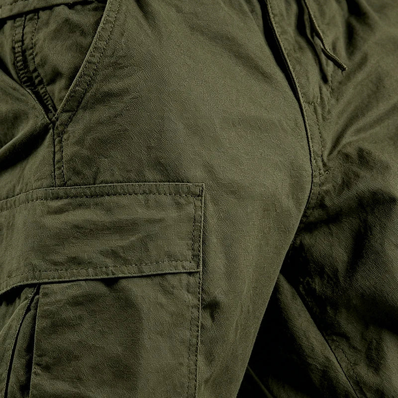 Men's Multi Pocket Cargo Pants with Relaxed Fit Utility Outdoor Casual Streetwear Style