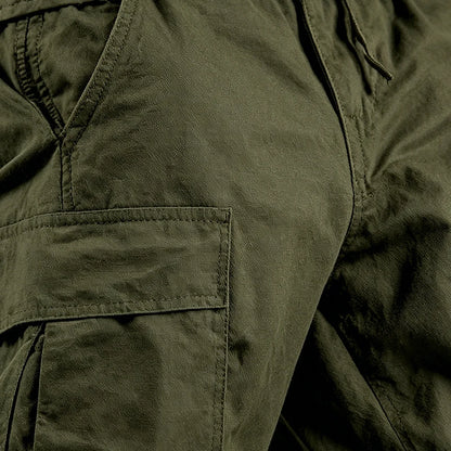 Men's Multi Pocket Cargo Pants with Relaxed Fit Utility Outdoor Casual Streetwear Style