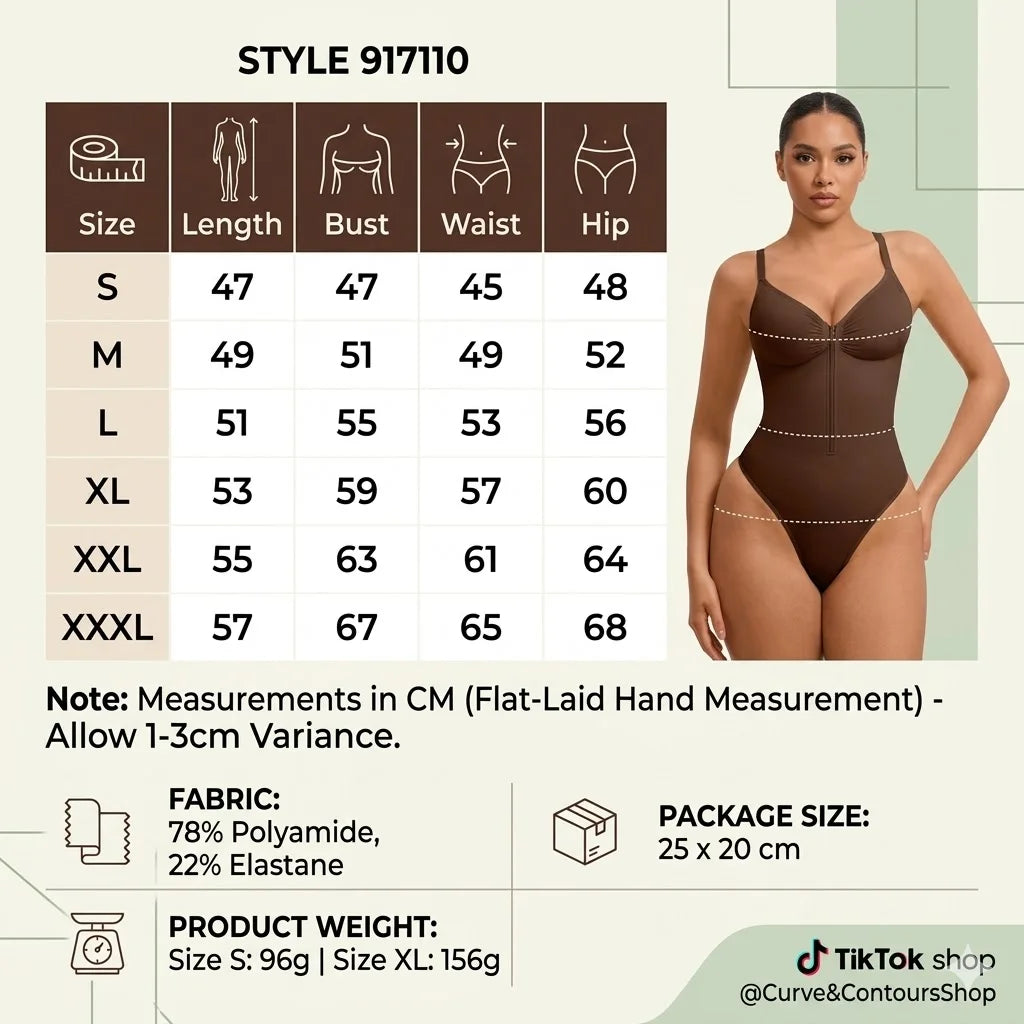 Sleek V-Neck Zip-Up Thong Bodysuit with Delicate Shoulder Straps
